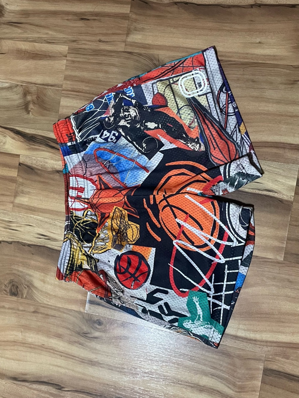 Overtime Melo Vintage Performance Shorts Mesh Basketball Graffiti Multi S